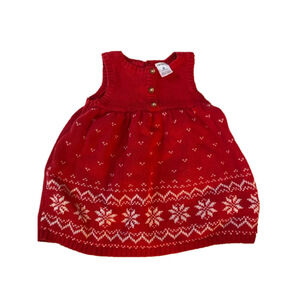 Baby Girl Carter's Dress 6M Red White Snowflake Knit Sleeveless